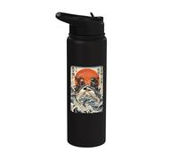 Ninja Cat Riding Shark | Ukiyo-e Art, Gatto Samurai Stainless Steel Insulated Water Bottle