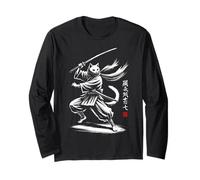 Ninja Cat Warrior Giapponese Samurai Giappone Mamma Papà Bambini Maglia a Manica