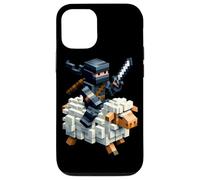 Ninja che cavalca pecore blocco stile personaggio pixel art boy gamer Custodia per iPhone 12/12 Pro