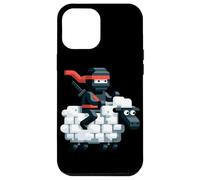 Ninja che cavalca pecore blocco stile personaggio pixel art boy gamer Custodia per iPhone 12 Pro Max