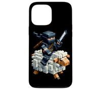 Ninja che cavalca pecore blocco stile personaggio pixel art boy gamer Custodia per iPhone 13 Pro Max