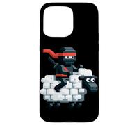 Ninja che cavalca pecore blocco stile personaggio pixel art boy gamer Custodia per iPhone 15 Pro Max