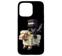 Ninja che cavalca pecore blocco stile personaggio pixel art boy gamer Custodia per iPhone 15 Pro Max