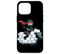 Ninja che cavalca pecore blocco stile personaggio pixel art boy gamer Custodia per iPhone 16 Pro Max