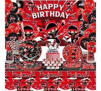 Ninja Compleanno Party Decoration Ninja Happy Birthday Backdrop, Stoviglie, Tovaglia e palloncini, Karate Party Ninja Warrior Master Party Accessori per ragazzi ragazze Baby Doccia Servito 20