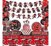 Ninja Compleanno Party Decoration Ninja Happy Birthday Striscione Stoviglie, Tovaglia e palloncini, Karate Party Ninja Warrior Master Party Supplies per ragazzi ragazze 20