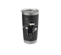 Ninja con un coltello Bicchiere termico in acciaio inox doppia parete