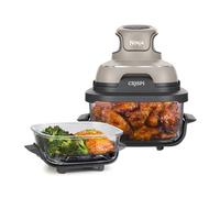 Ninja CRISPi Friggitrice ad Aria Portatile, 3.8L, 4 in 1: Frittura, Cottura Arrosto, Mantiene Cibo Caldo e Croccante, Compatta, 2 Contenitori Vetro Rimovibili, 1700W, Pietra FN101EUST