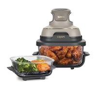 Ninja CRISPi Friggitrice ad Aria Portatile, 3.8L, 4 in 1: Frittura, Cottura Arrosto, Mantiene Cibo Caldo e Croccante, Compatta, 2 Contenitori Vetro Rimovibili, 1700W, Pietra Oro FN101EUSTGD