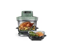 Ninja CRISPi PRO XL Friggitrice ad aria in vetro, 5 programmi di cottura preimpostati, include contenitori in vetro CleanCrisp da 5,7 L e 2,3 L e coperchi, verde muschio AS090EUGN