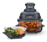 Ninja CRISPi Friggitrice ad Aria Portatile, 3.8L, 4 in 1: Frittura, Cottura Arrosto, Mantiene Cibo Caldo e Croccante, Compatta, 2 Contenitori Vetro Rimovibili, 1700W, Grigio FN101EUGY