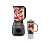 Ninja CrushBOSS frullatore 2 in 1 con caraffa e monodose, 1200 W, SmoothSense, 3 programmi automatici, Caraffa XL 2,1L, BlendBOSS bicchiere da viaggio 710ml, Trita ghiaccio, Onice LB301EUBK