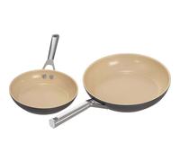 Ninja Extended Life - Set di 2 pan per friggere in ceramica (24 cm e 28 cm con palpebre), non bastone (senza PFA, PFOA, piombo o cadmio), compatibile a induzione, forno sicuro a 285 °C, terracotta e