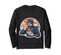 Ninja Eating Ramen Noodles Lover Traditional Japanese Art Maglia a Manica