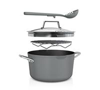 Ninja Foodi CW202GYUK - Pentola 8 in 1 con zerostick, griglia per arrosti/vapore, colino, utensile, coperchio in vetro, 6,6 l, compatibile con induzione, adatta al forno fino a 260 °C, colore: grigio