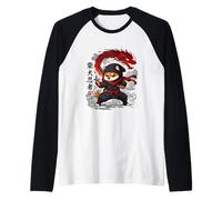 Ninja Fox sotto Il Potere del Drago Maglia con Maniche Raglan