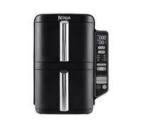 Ninja Friggitrice ad aria doppia pila, friggitrice ad aria verticale a doppio cassetto con 4 livelli di cottura, 2 cassetti e 2 scaffali, design salvaspazio, capacità 7,6 l, 6 funzioni di cottura, 6