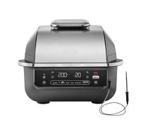 Ninja Griglia e Friggitrice ad Aria 5 in 1, 5 Funzioni di Cottura, Prepara fino a 4 Hamburger, capacità 5,7 L, Poco Fumo, Include Termometro Digitale per Carne, Nero/Argento, EG351EU