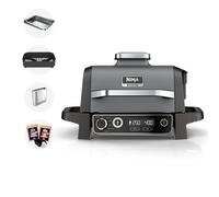 Ninja OG701UK Woodfire Electric BBQ Grill & Smoker, 7 in 1 Outdoor Grill & Air Fryer, Roast, Bake, Disidratazione, Uses Woodfire Pellets, Weather Resistant, Non-Stick, Portable, Electric, Grey/Black