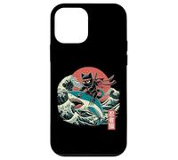 Ninja On Shark Wave Divertente giapponese Ukiyo-e Art Ragazzi Bambini Uomini Custodia per iPhone 12 mini