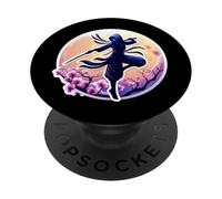 Ninja Silhouette Moonlight Cherry Blossoms Giapponese Samurai PopSockets PopGrip Adesivo