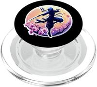 Ninja Silhouette Moonlight Cherry Blossoms Giapponese Samurai PopSockets PopGrip per MagSafe