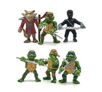 Ninja Turtles - Set di 6 mini tartarughe ninja, decorazioni per torte di compleanno, action figure per feste a tema per ragazze e ragazzi