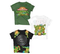 Ninja Turtles T-Shirt (Set) Michelangelo Leonardo Raffaello Donatello TMNT Costume Tee Bambino Compleanno per Bambini Vestiti, Hunter Verde/Bianco/Nero, 5 anni