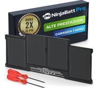 NinjaBatt Batteria A1466 A1496 per MacBook Air 13" A1369 A1405 A1377 | Compatibile anni 2010 2011 2012 2013 2014 2015 2016 2017 - 7200mAh 55Wh 7.6V