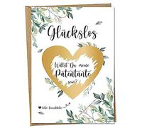 Ninky® Biglietto da grattare Willst Du meine Patentante sein? Cartolina con busta - Gravidanza Annunciare Patin Patentante Fragen - Rubbellos Herz Gold DIN A6
