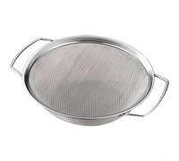 NINMORTH Colino a rete in acciaio inox resistente, manico lungo con gancio, per friggere e cuocere in cucina, argento (D)