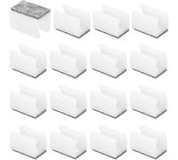 NINMORTH Confezione da 24 coprisedia bianchi con feltro, protezioni per pavimenti in plastica a forma di U, per gambe da 14 mm, antigraffio e riduzione del rumore, per mobili da casa e ufficio (16