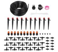 NINMORTH Kit per irrigazione a goccia, 25 m, in PVC, con 20 ugelli regolabili, per giardini, prati e serre