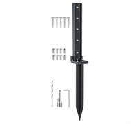 NINMORTH Kit per pali di recinzione resistenti, ancoraggio a terra rinforzato a forma di H con viti antiruggine per giardino e segnaletica, nero