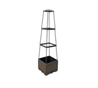 NINMORTH Letto da giardino autoirrigante regolabile in altezza, piramide con serbatoio per uso interno ed esterno (3 livelli 28 x 28 x 110 cm vimini intrecciato)