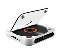 NINMORTH Lettore CD portatile con altoparlanti, ricaricabile 2000 mAh, lettore di dischi anti-skip, supporta CD/CD-R/MP3, ingresso AUX e USB, 5.3, per uso domestico e auto, colore: nero (911 in bianco