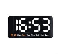 NINMORTH Orologio da parete digitale a LED con ampio display, visualizzazione data settimana ora, dimmer a 3 livelli, interruttore 1224 ore, sveglia per casa e soggiorno (bianco)