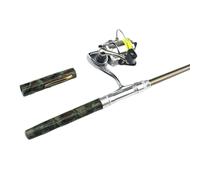 NINMORTH Penna tascabile portatile con mulinello per canna da pesca, per mini baitcasting set con canna in fibra di vetro da 1 m/1.per 4 m, attrezzatura leggera per viaggi all'aperto