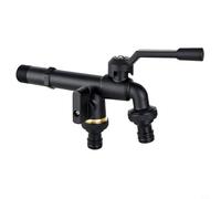 NINMORTH Rubinetto da giardino a doppia testa resistente, struttura in ottone massiccio con guarnizione per irrigatori e tubi, 1/2 pollici, nero