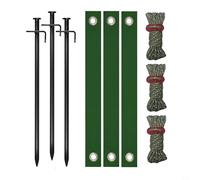 NINMORTH Set di 9 cinghie di supporto per ceppi d'albero per ancoraggi in ferro e nylon resistenti, con corda da 4 m per fissare alberelli in tempesta (chiodi neri B)