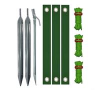 NINMORTH Set di cinghie di supporto per ceppi d'albero, 9 pezzi, per ancoraggi in ferro e nylon resistenti, con corda da 4 m per fissare alberelli in tempesta (chiodi argentati A)