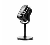 NINMORTH Simulazione puntelli microfono: per microfono classico retrò per uso vocale dinamico, oro/nero/argento, 16,5 x 5,1 cm, stile decorativo vintage non funzionale con supporto rock party