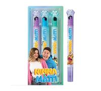 NINNA e MATTI 3 Evidenziatori Glitterati con Timbro - 3 Colori