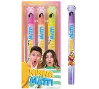 NINNA e MATTI 3 Evidenziatori Glitterati con Timbro - 3 Colori (Rosa, Arancione, Giallo)