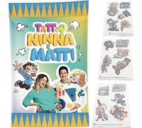 NINNA e MATTI Bustine di Tatuaggi Temporanei per Bambini, Ogni bustina contiene 15 Tatuaggi