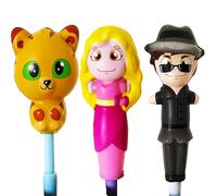 NINNA e MATTI Squeeze Pen - 3 Penne con Squishy da Schiacciare, Morbide e Divertenti (Matti Spia, Ninna Principessa, Burro)