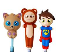NINNA e MATTI Squeeze Pen - 3 Penne con Squishy da Schiacciare, Morbide e Divertenti (Matti SuperEroe, Ninna Orso, Piadina)