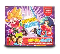 Ninna e Matti Tappeto Puzzle Jumbo, Tema Caricatura, Colore Viola, Dimensioni 90x60cm, 48 pezzi