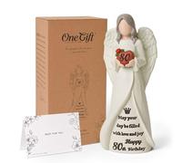 NINNSSOT Regalo per 80° compleanno per donne, decorazioni per 80° compleanno, ottimo regalo per donna di 80 anni, mamma, nonna, amica, elegante statuetta di angelo per decorazione domestica per feste