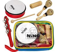 Nino Percussion NINOSET1 - Assortimento di strumenti musicali a percussione, 6 pezzi, con custodia multicolore